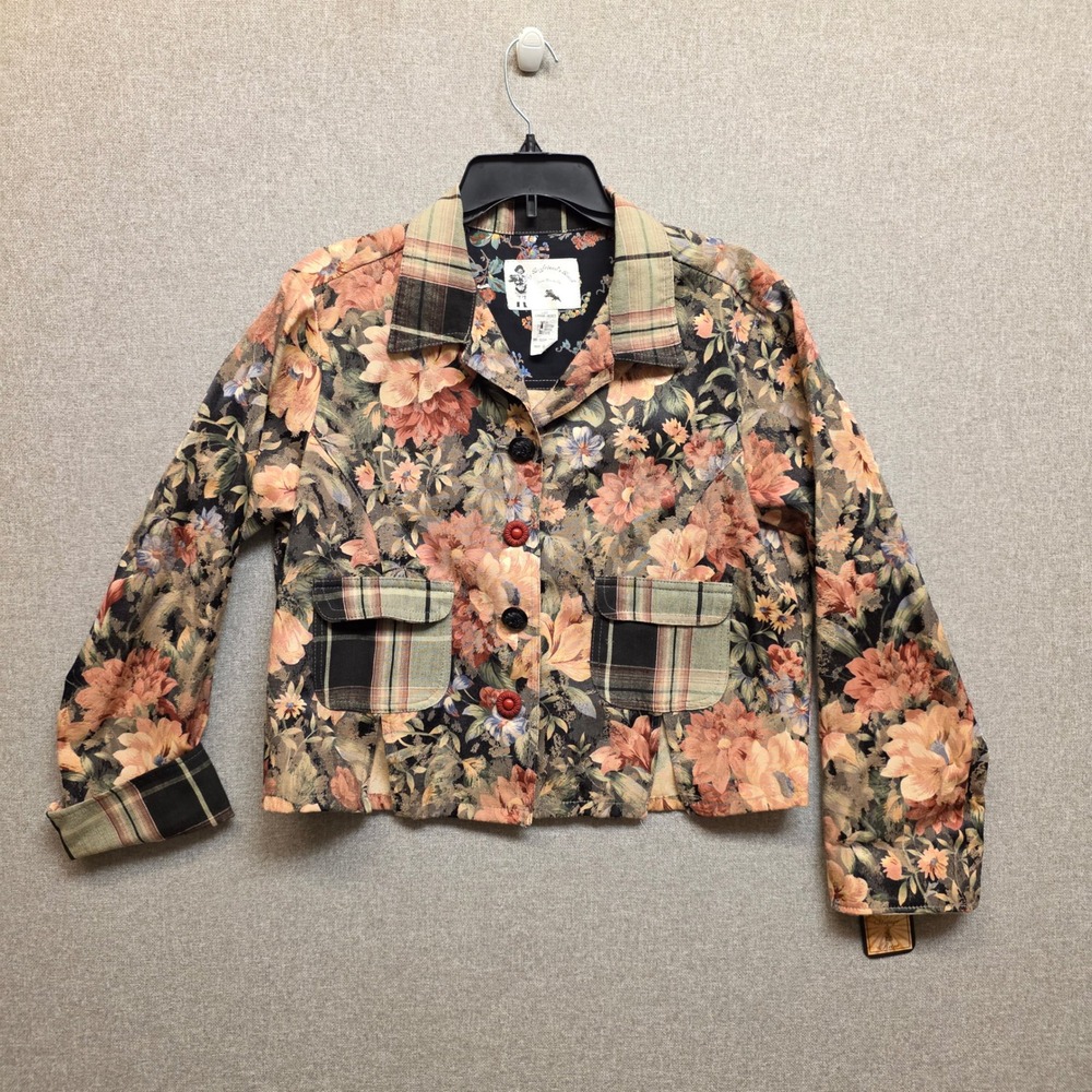 Old Money Vintage Made USA Boyfriends Back London Jacket Floral Tapestry Plaid S